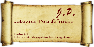 Jakovics Petróniusz névjegykártya